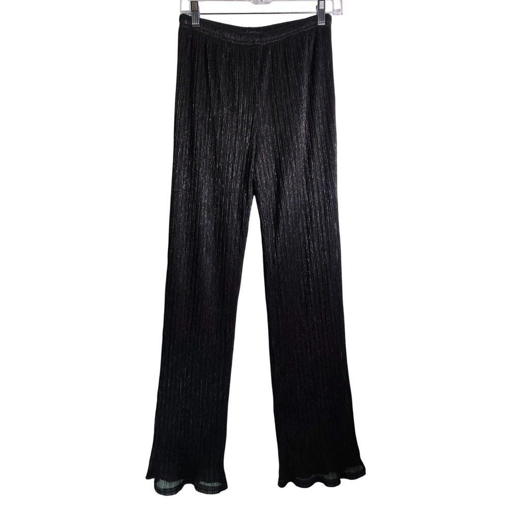 R&M Richards Womens Black Metallic Pleated‎ Pants Size S Polyester Blend
